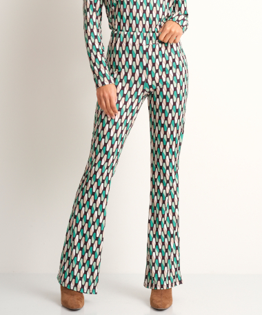 flared broek retroprint groen