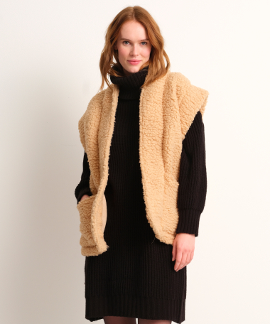 beige teddy gilet