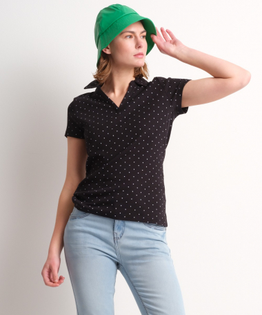 v-hals polo stippenprint