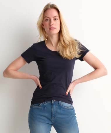 basic t-shirt jersey donkerblauw