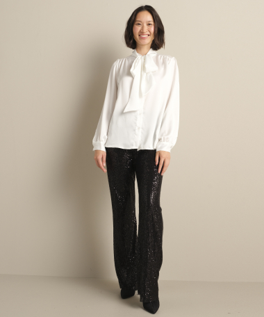 Satijnenlook top met strikkraag