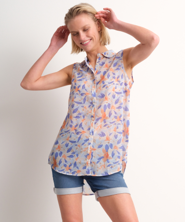 mouwloze chiffon blouse