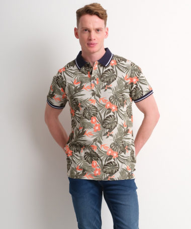 pique polo tropische print